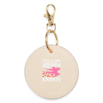 Just a girl who loves karate martial arts - Round Keyring - oyster - Front