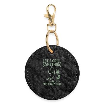 Lets Grill Something BBQ Adventure - Round Keyring - black - Front