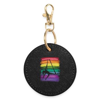 Vertical Cloth Vintage Aerial Acrobatics Aerial Silk - Round Keyring - black - Front