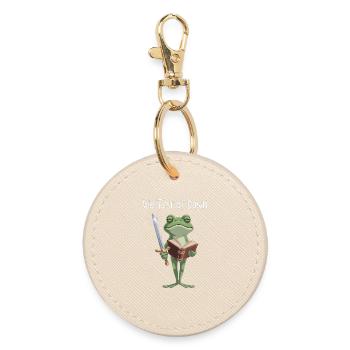 Frog Knight Reading at Dawn - Round Keyring - oyster - Front