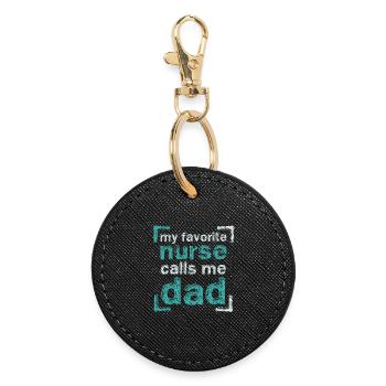 Proud dad of a nurse - Round Keyring - black - Front