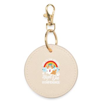 Short Legs, Tall Setting, Corgi - Round Keyring - oyster - Front