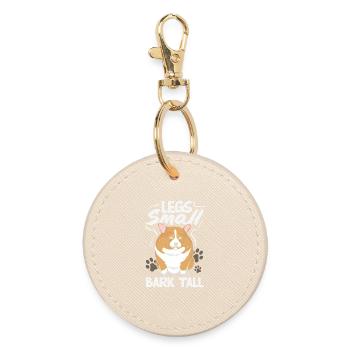 Short Legs, Tall Setting, Corgi - Round Keyring - oyster - Front