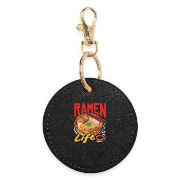 Ramen Life Noodle Bowl Japan Foodie - Round Keyring - black - Front