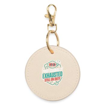 Night Shift Nurse, Tired - Round Keyring - oyster - Front