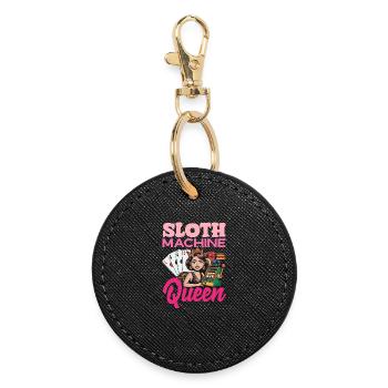 Slots Queen Casino Gambling Poker - Round Keyring - black - Front