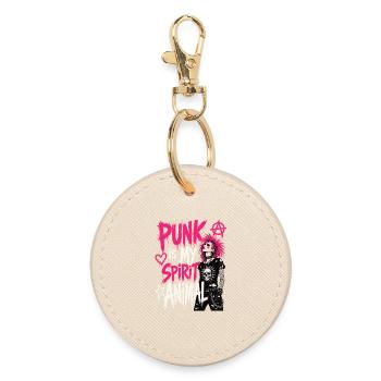 Punk Spirit Animal Spruch Shirt - Runder Schlüsselanhänger - Auster - Vorne