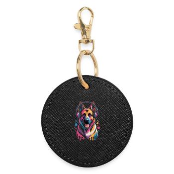 German Shepherd - Round Keyring - black - Front
