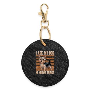 Yorkshire Terrier Yorkie Dog Breed - Round Keyring - black - Front