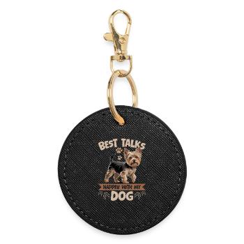 Yorkshire Terrier Yorkie Dog Breed - Round Keyring - black - Front