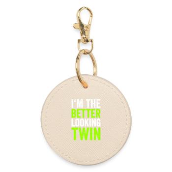 Better Looking Twin Neon Typography - Round Keyring - oyster - Front