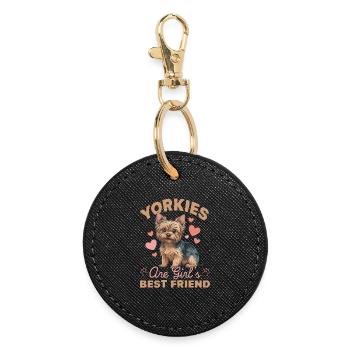 Yorkshire Terrier Yorkie Dog Breed - Round Keyring - black - Front