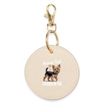 Yorkshire Terrier Yorkie Dog Breed - Round Keyring - oyster - Front