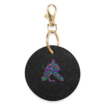 Eishockey Torwart Kinder Bunter Eishockeyspieler - Round Keyring - black - Front