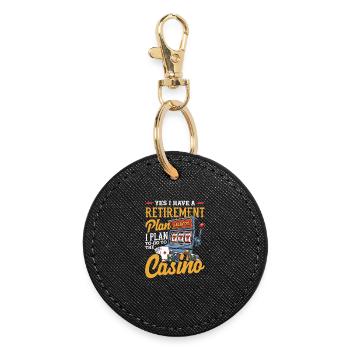 Machine à sous de casino pensions retraite - Porte-clés rond - noir - Devant