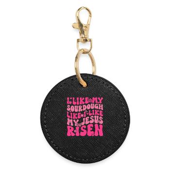 Dessin animé Pain au levain comme Jésus Rose - Porte-clés rond - noir - Devant