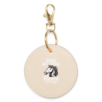  Percheron Never say a Word Horse Riding - Round Keyring - oyster - Front