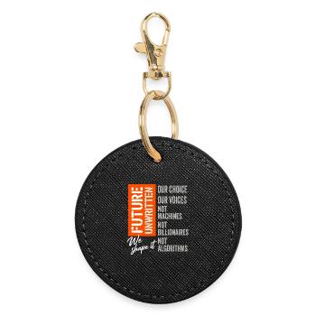Anti AI Industrial Revolution - Round Keyring - black - Front