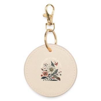 Radicalized By Basic Decency Retro Shirt - Round Keyring - oyster - Front