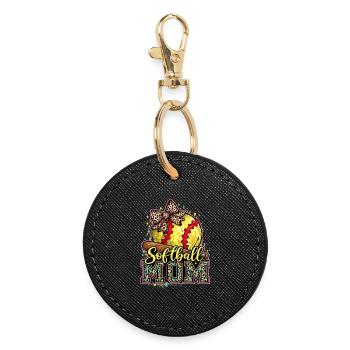 Maman Softball : Cadeau Softball Mom Trendy - Porte-clés rond - noir - Devant
