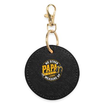 Papa Maßband Logo – Keine Gleiche - Runder Schlüsselanhänger - Schwarz - Vorne