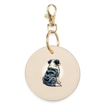 Australian Shepherd Aussie Aussie Owners Aussies - Round Keyring - oyster - Front