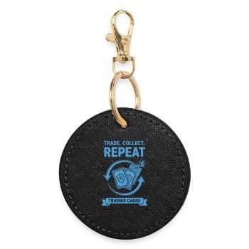 Trade Collect Repeat Trading Cards Card Collector - Round Keyring - black - Front