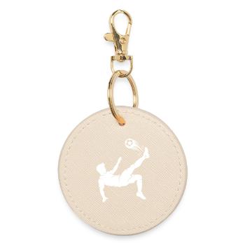 Overhead kick football silhouette - Round Keyring - oyster - Front
