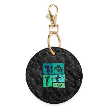 Retro Boccia And Petanque Player Graphic - Round Keyring - black - Front