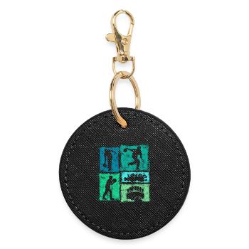 Quilles Skittles Graphique rétro pour les joueurs de quilles - Porte-clés rond - noir - Devant
