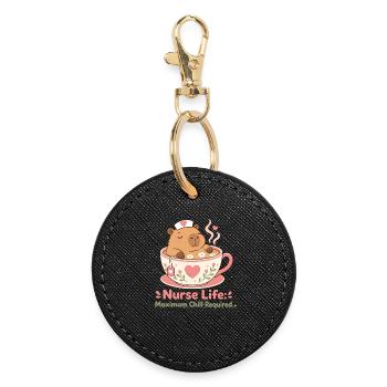 Capybara Nurse Life Caregiver - Round Keyring - black - Front