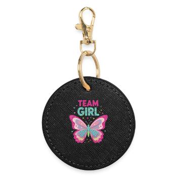 Gender Reveal Team Baby Shower Ragazza Abbinamento - Portachiavi rotondo - nero - Fronte