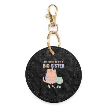 Gender Reveal Im Going To Be A Big Sister Baby - Round Keyring - black - Front