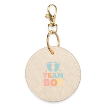 Geschlechterenthüllung Team Jungen Babyparty Baby - Runder Schlüsselanhänger - Auster - Vorne