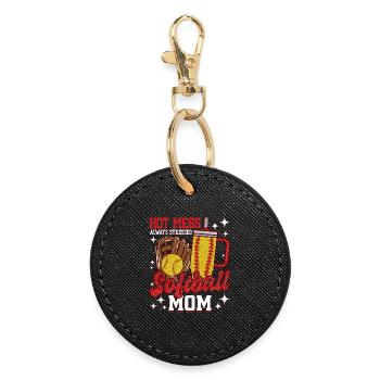 Hitzige Softball-Mama Glitzer-Glanz - Runder Schlüsselanhänger - Schwarz - Vorne