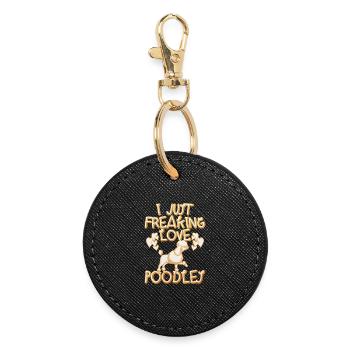 I Freaking Love Poodles – Ich liebe Pudel - Runder Schlüsselanhänger - Schwarz - Vorne