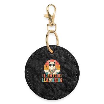 Born To Be Llamazing Shirt - Round Keyring - black - Front