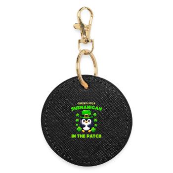 Cutest Shenanigan Penguin in the Patch - Round Keyring - black - Front
