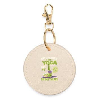 Entspannen mit Yoga Frosch Duftkerze - Runder Schlüsselanhänger - Auster - Vorne