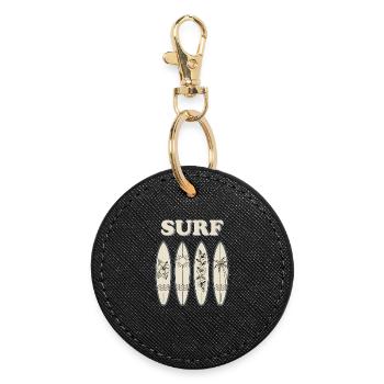 Surf Hibiscus Quartet Surfing - Round Keyring - black - Front