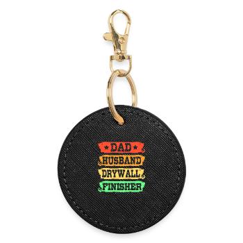Installateur de plaques de placoplâtre sur chantier père, père - Porte-clés rond - noir - Devant