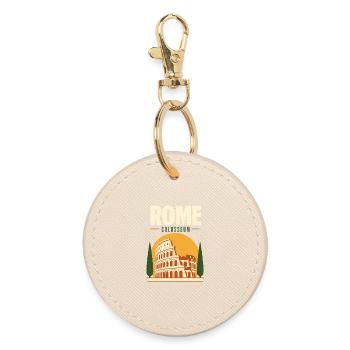 Rome Gifts, Colosseum Vacation Memory from Rome - Round Keyring - oyster - Front