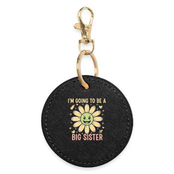 Svela il sesso baby shower sorella maggiore baby - Portachiavi rotondo - nero - Fronte