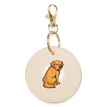 Golden Retriever Goldie Goldiebesitzer Goldies - Runder Schlüsselanhänger - Auster - Vorne