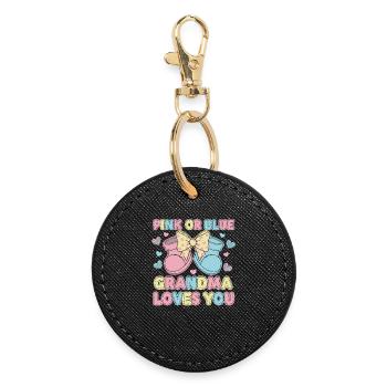 Révélation du sexe : Rose ou bleu Mamie t’aime, bébé - Porte-clés rond - noir - Devant