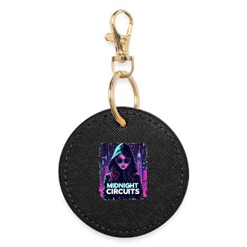 Fille cyberpunk des Circuits de Minuit - Porte-clés rond - noir - Devant