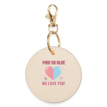 Révélation du sexe rose ou bleu Baby Shower We Love You - Porte-clés rond - huître - Devant