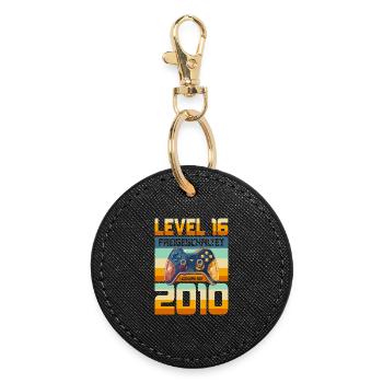 16. Geburtstag Junge Mädchen 2010 Gaming Level 16 - Runder Schlüsselanhänger - Schwarz - Vorne