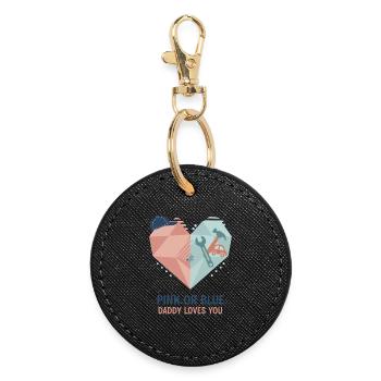 Révélation du genre : rose ou bleu Papa t’aime, bébé - Porte-clés rond - noir - Devant