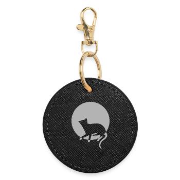 chat chat chat chat chat minou chatte minou - Porte-clés rond - noir - Devant